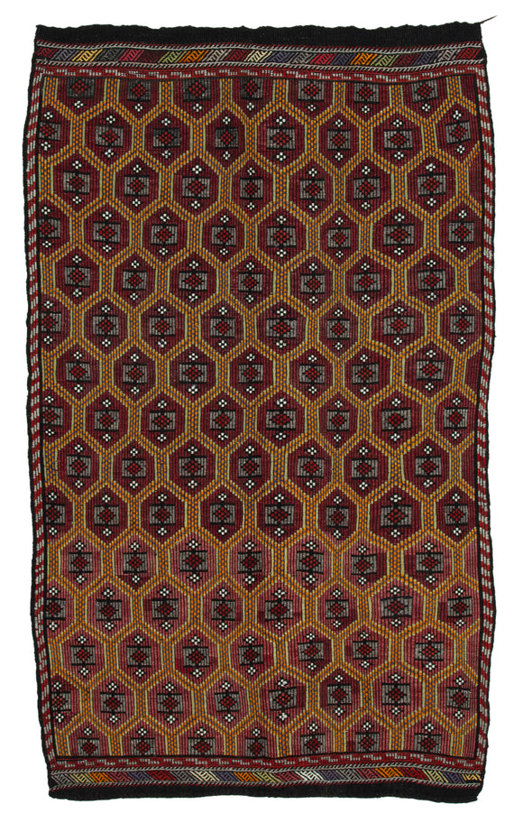 5x9 Brown Vintage Turkish Kilim Rug - 35613