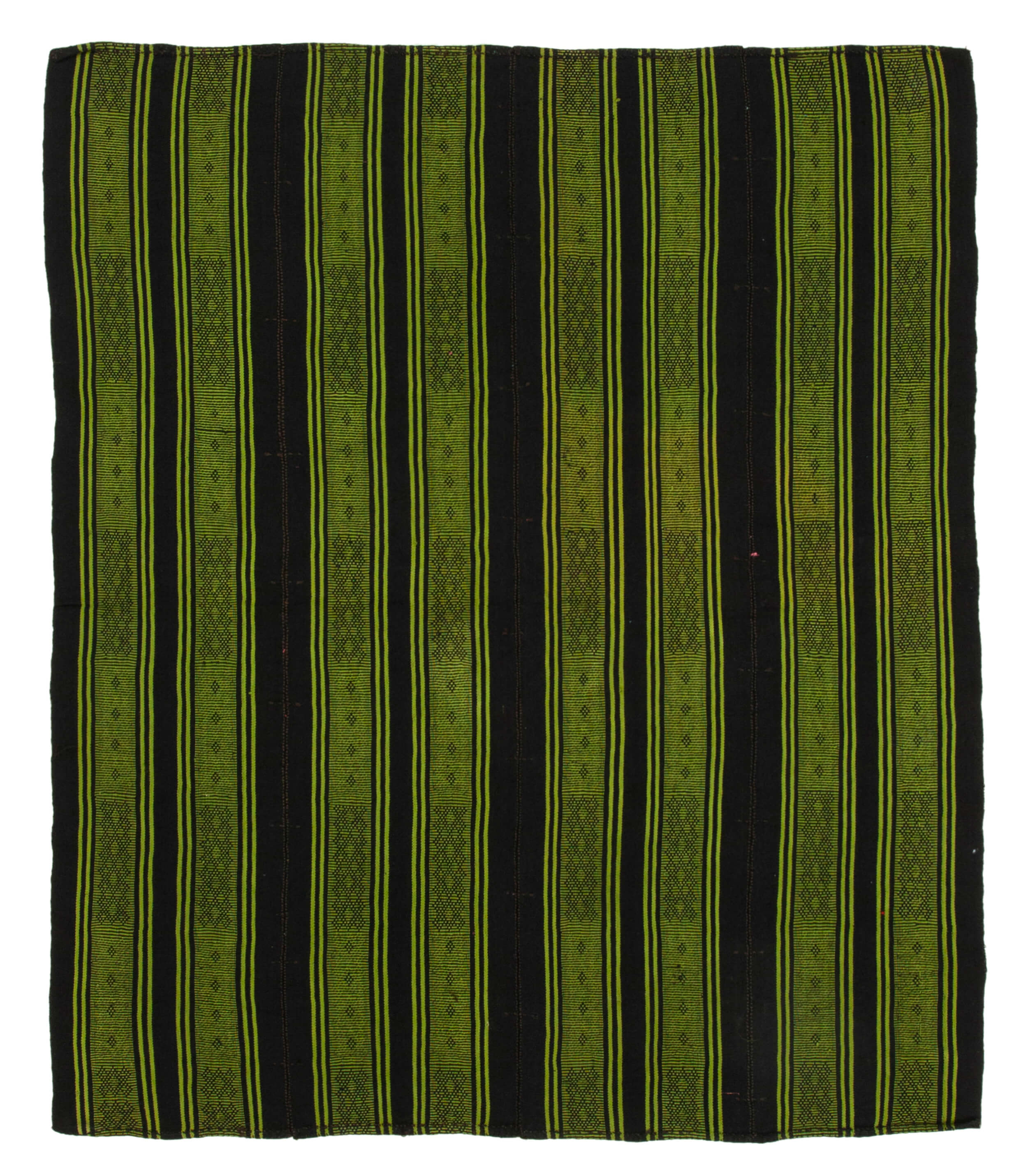 6x7 Green Vintage Turkish Kilim Rug - 35619