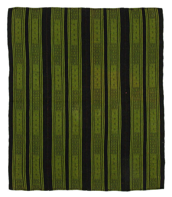 6x7 Green Vintage Turkish Kilim Rug - 35619