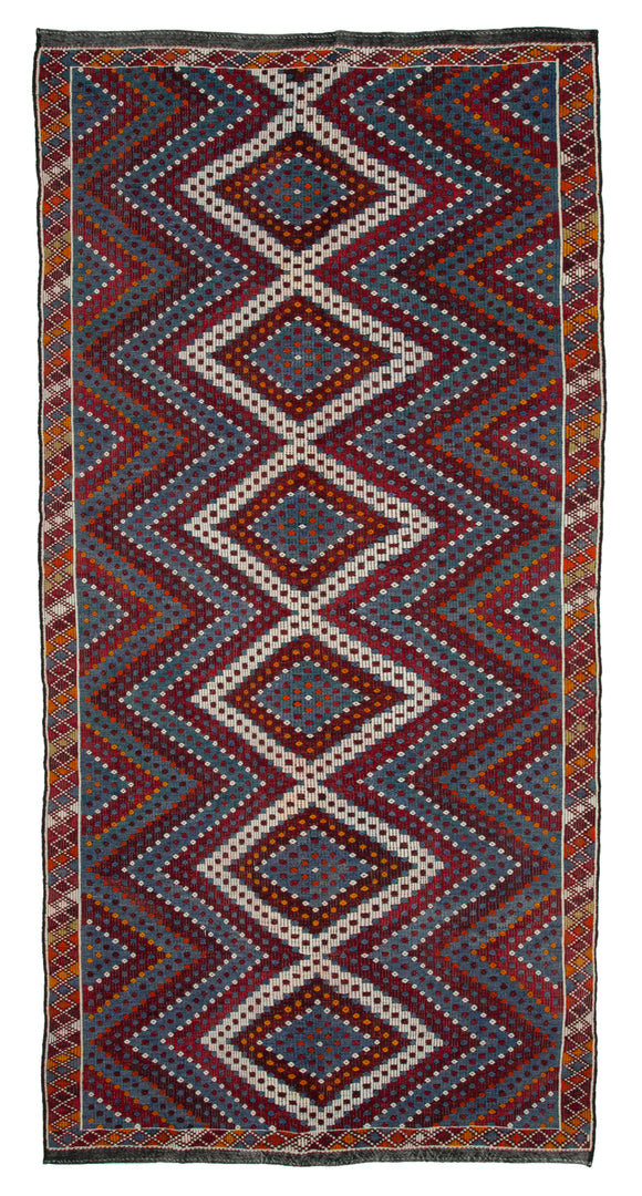 6x12 Multicolor Vintage Turkish Kilim Rug - 35620