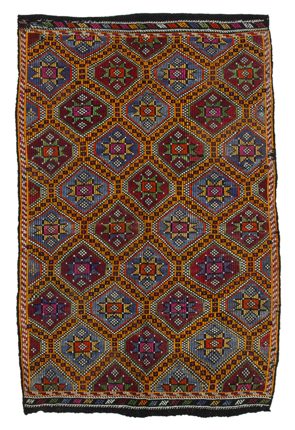 6x9 Multicolor Vintage Turkish Kilim Rug - 35628