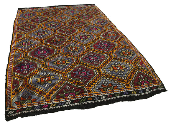 6x9 Multicolor Vintage Turkish Kilim Rug - 35628