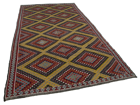 6x12 Multicolor Vintage Turkish Kilim Rug - 35637