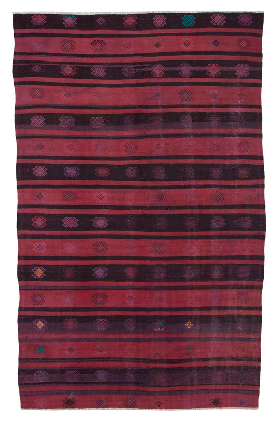 6x10 Red Vintage Turkish Kilim Rug - 35639