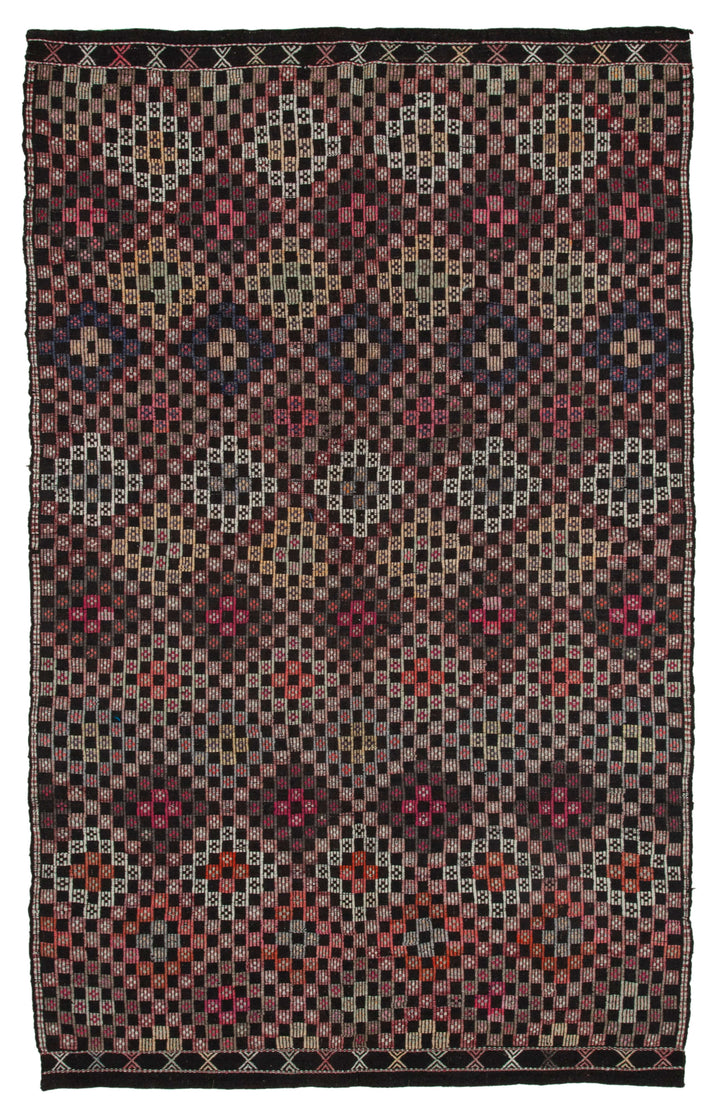 7x10 Multicolor Vintage Turkish Kilim Rug - 35640