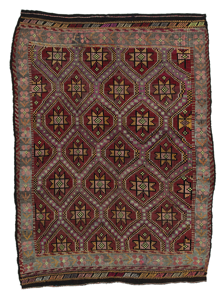 6x8 Multicolor Vintage Turkish Kilim Rug - 35643