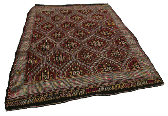 6x8 Multicolor Vintage Turkish Kilim Rug - 35643