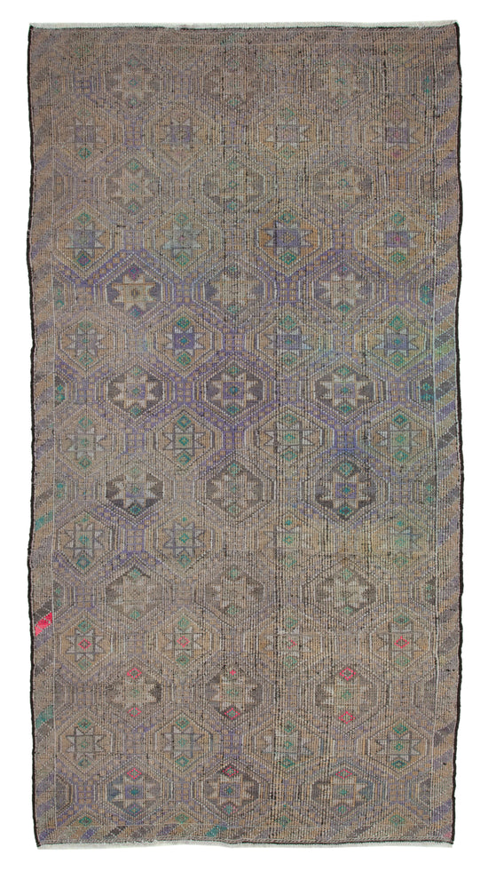 6x11 Beige Vintage Turkish Kilim Rug - 35644