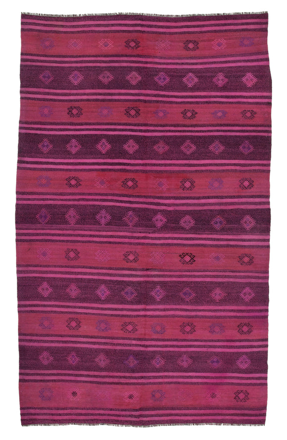 6x9 Pink Vintage Turkish Kilim Rug - 35654