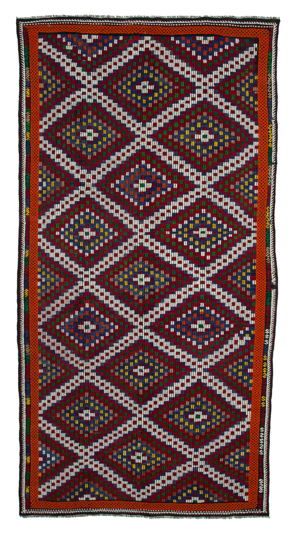 6x12 Multicolor Vintage Turkish Kilim Rug - 35655