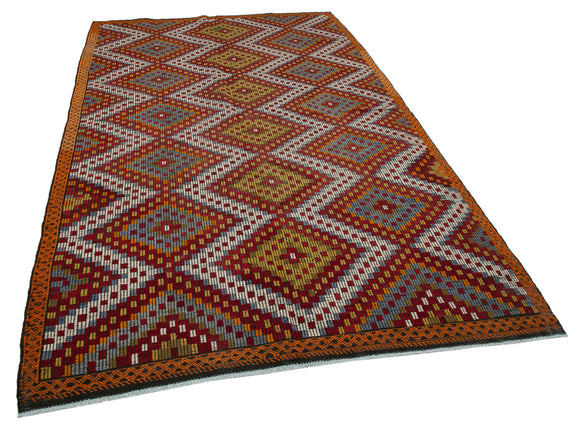 6x10 Multicolor Vintage Turkish Kilim Rug - 35664