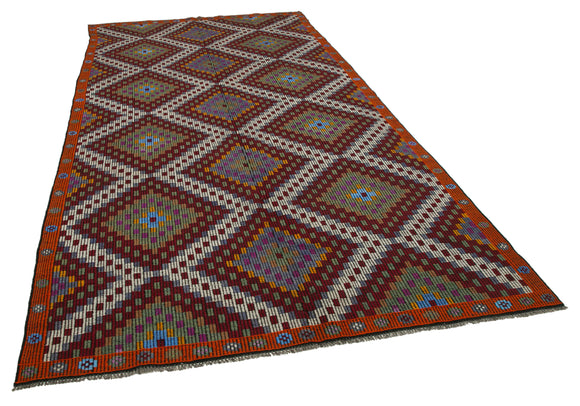 6x12 Multicolor Vintage Turkish Kilim Rug - 35666