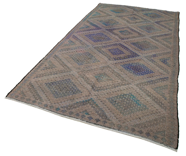 6x11 Beige Vintage Turkish Kilim Rug - 35667