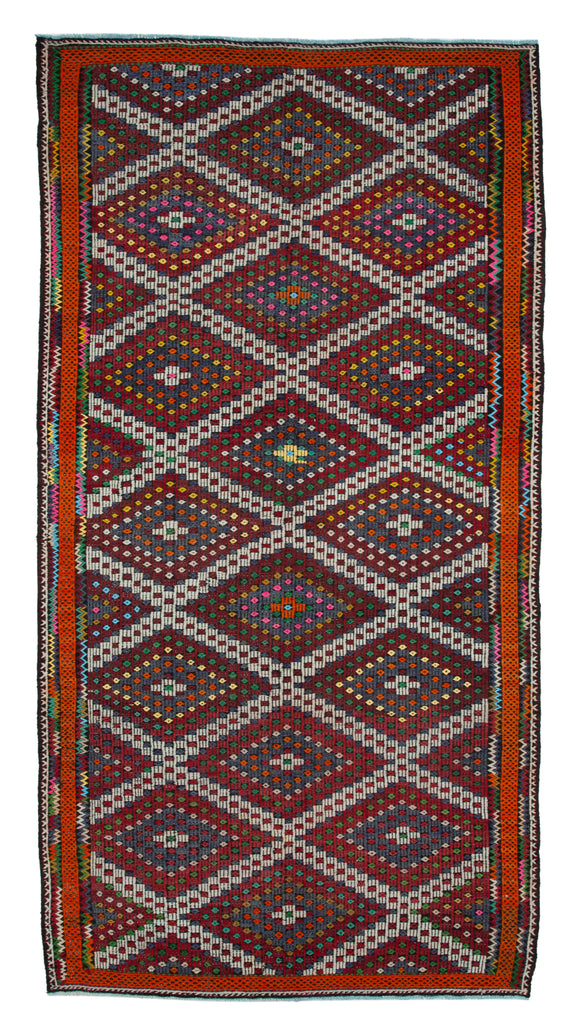 6x12 Multicolor Vintage Turkish Kilim Rug - 35669