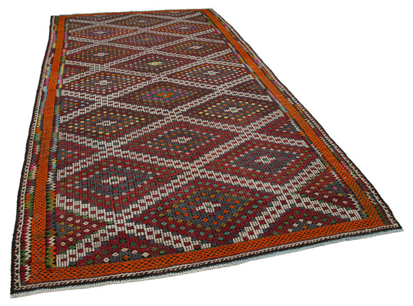 6x12 Multicolor Vintage Turkish Kilim Rug - 35669