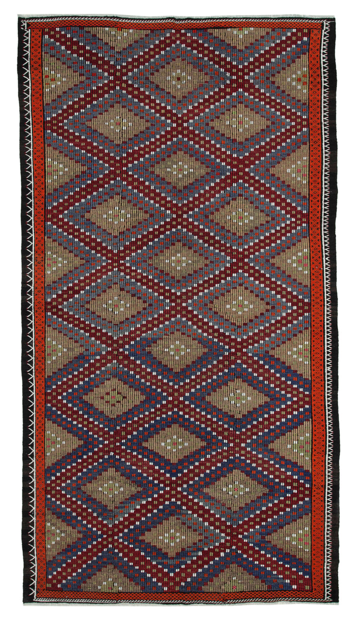 7x12 Multicolor Vintage Turkish Kilim Rug - 35672