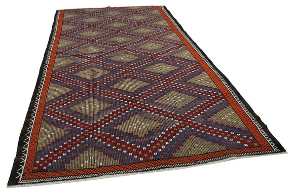 7x12 Multicolor Vintage Turkish Kilim Rug - 35672