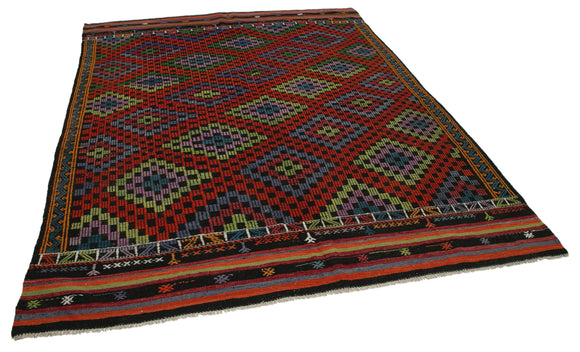 7x9 Multicolor Vintage Turkish Kilim Rug - 35675