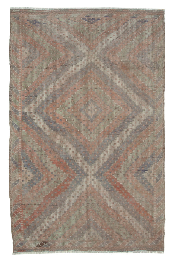 6x10 Multicolor Vintage Turkish Kilim Rug - 35682