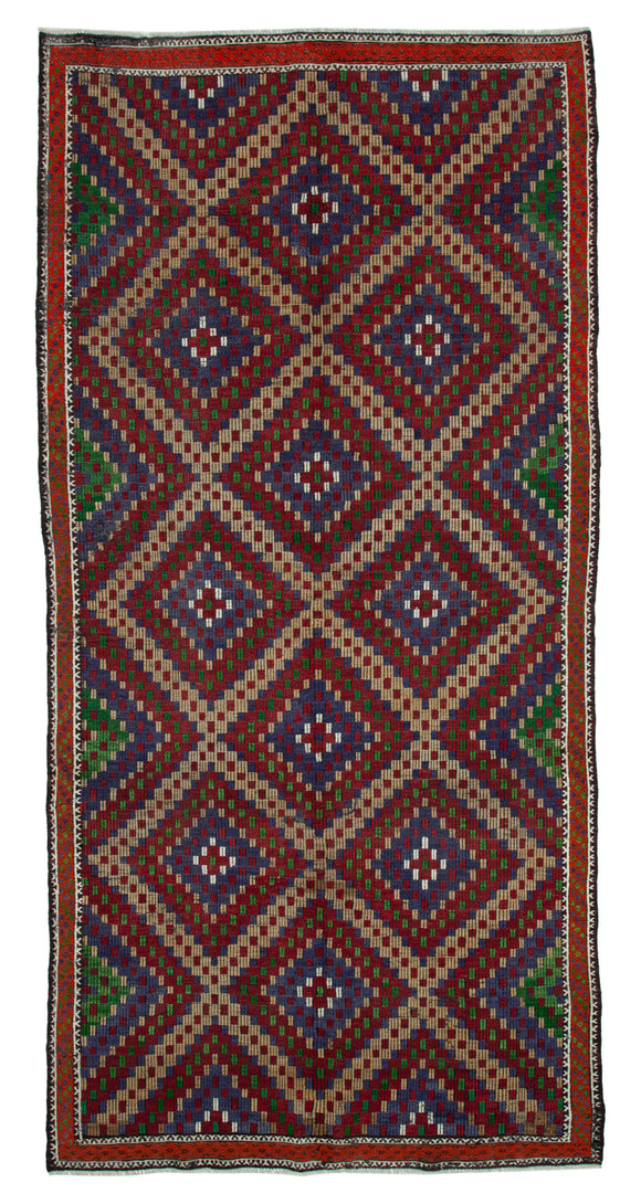 6x12 Multicolor Vintage Turkish Kilim Rug - 35687