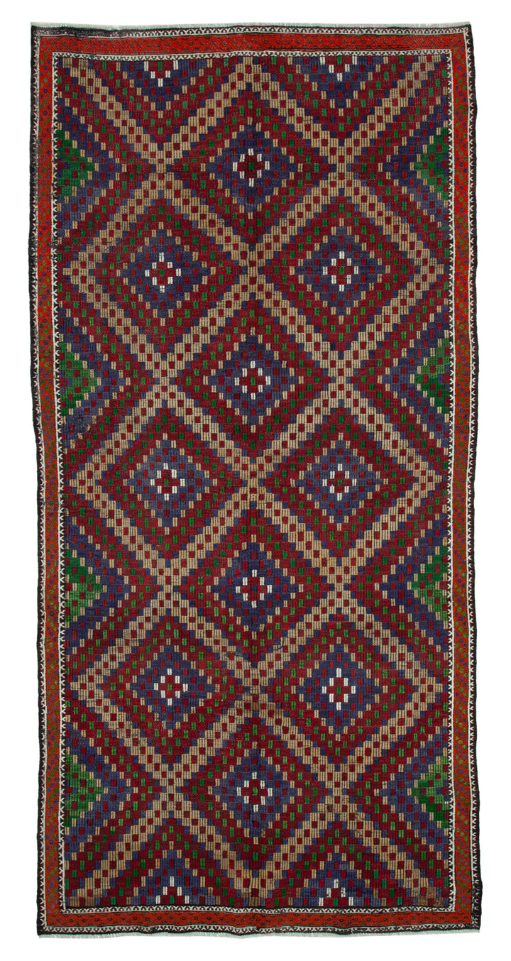 6x12 Multicolor Vintage Turkish Kilim Rug - 35687