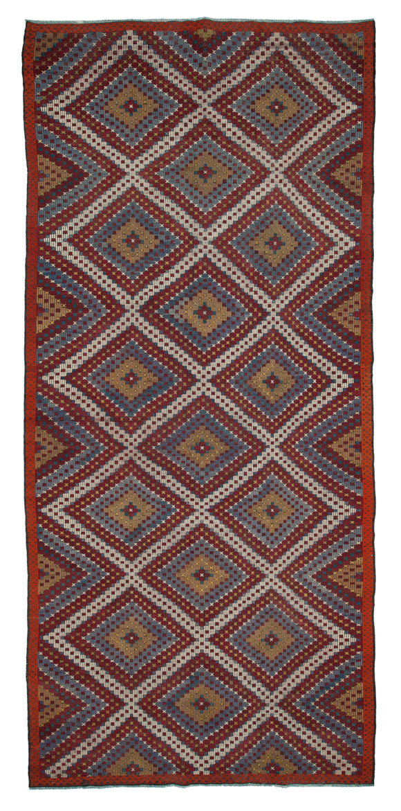 7x14 Multicolor Vintage Turkish Kilim Rug - 35693