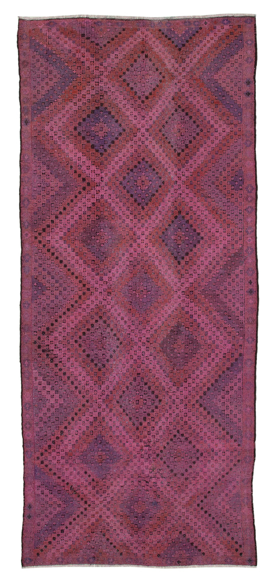 5x12 Pink Vintage Turkish Kilim Rug - 35695