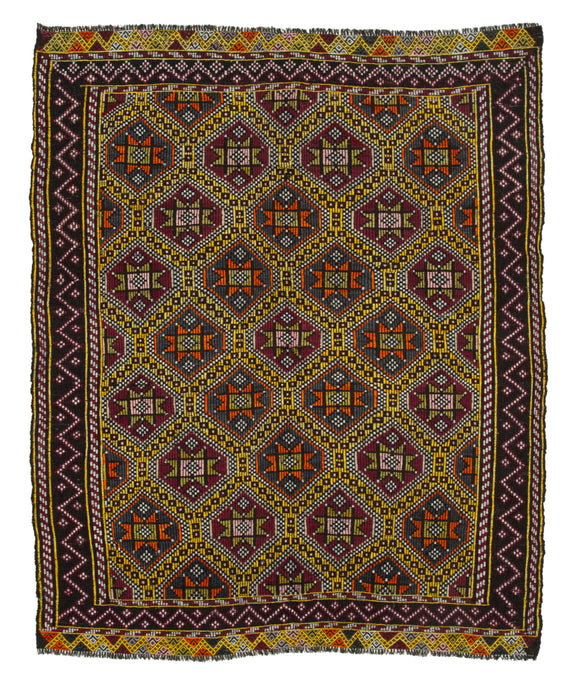 6x7 Multicolor Vintage Turkish Kilim Rug - 35696