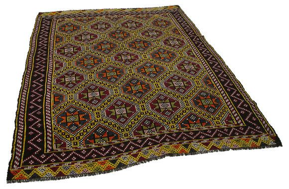 6x7 Multicolor Vintage Turkish Kilim Rug - 35696