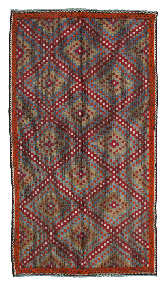 6x10 Multicolor Vintage Turkish Kilim Rug - 35699