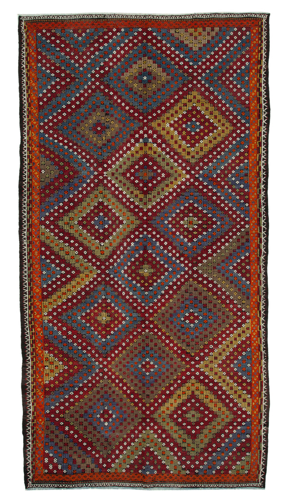6x11 Multicolor Vintage Turkish Kilim Rug - 35703