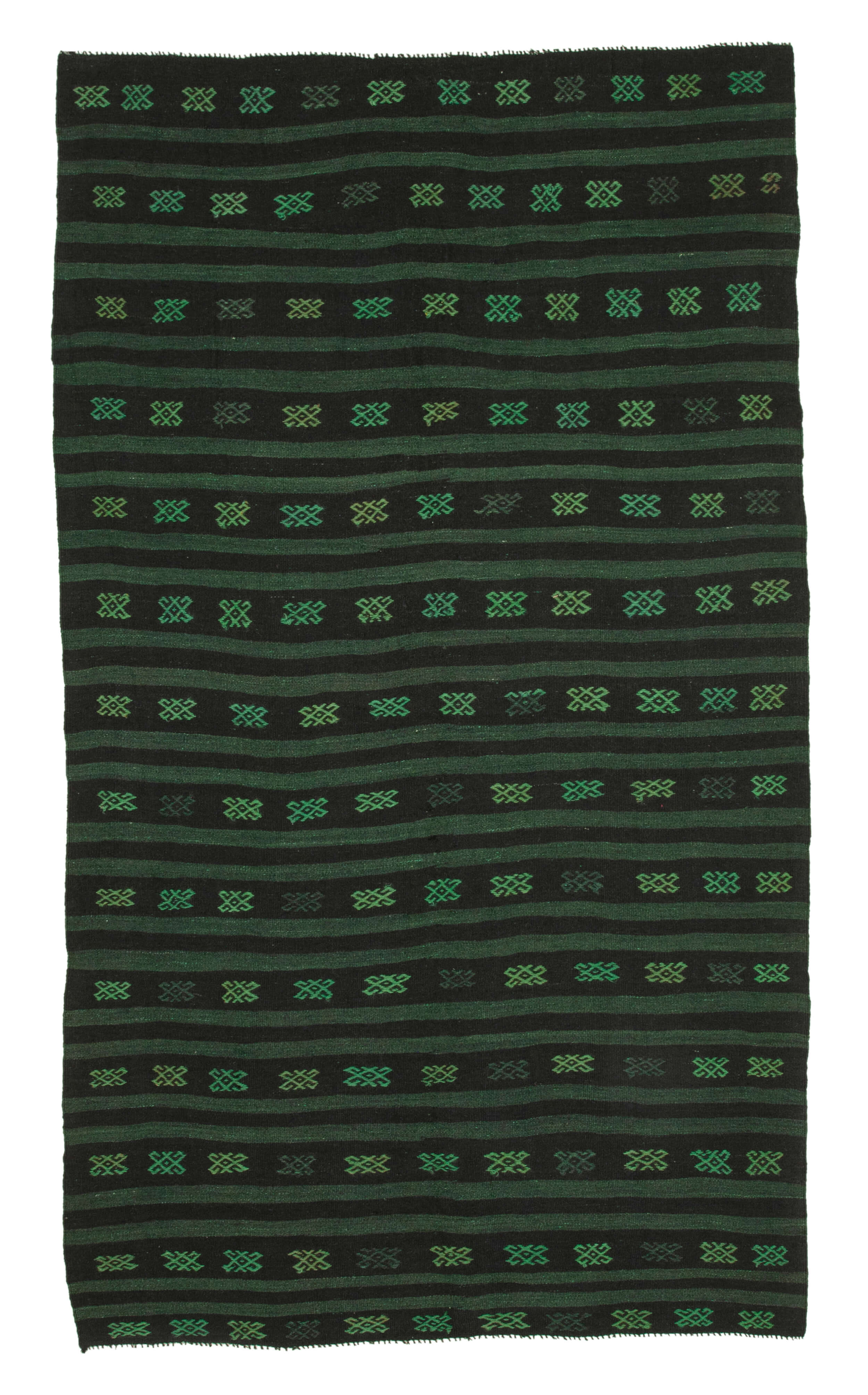 6x10 Green Vintage Turkish Kilim Rug - 35704
