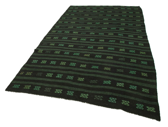 6x10 Green Vintage Turkish Kilim Rug - 35704