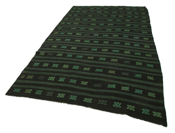 6x10 Green Vintage Turkish Kilim Rug - 35704
