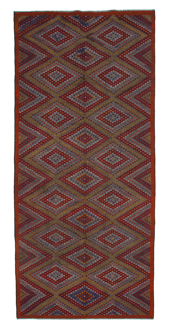 6x12 Multicolor Vintage Turkish Kilim Rug - 35706