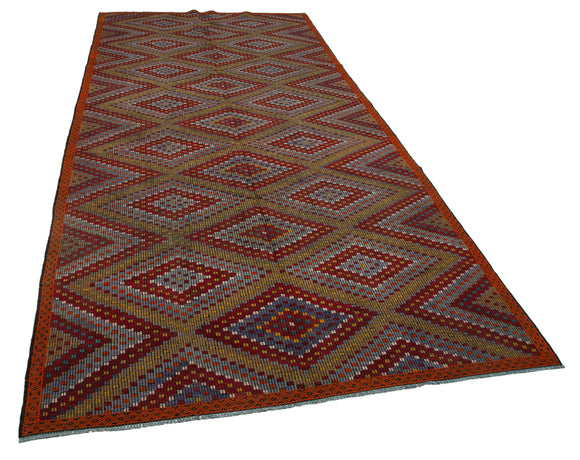 6x12 Multicolor Vintage Turkish Kilim Rug - 35706