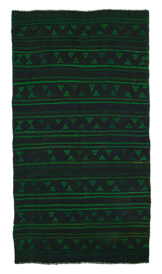 6x11 Green Vintage Turkish Kilim Rug - 35707