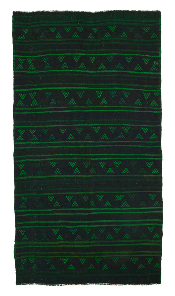 6x11 Green Vintage Turkish Kilim Rug - 35707