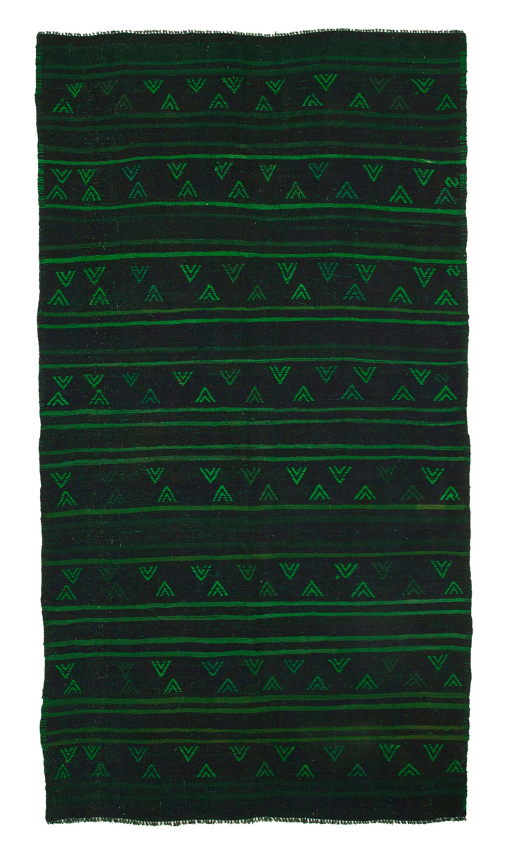 6x11 Green Vintage Turkish Kilim Rug - 35707