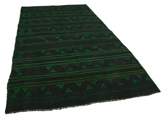 6x11 Green Vintage Turkish Kilim Rug - 35707
