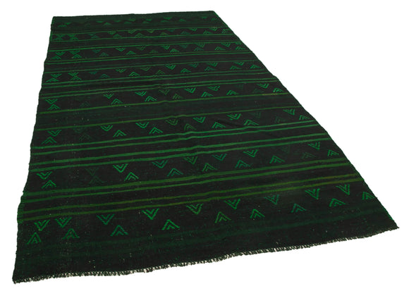 6x11 Green Vintage Turkish Kilim Rug - 35707