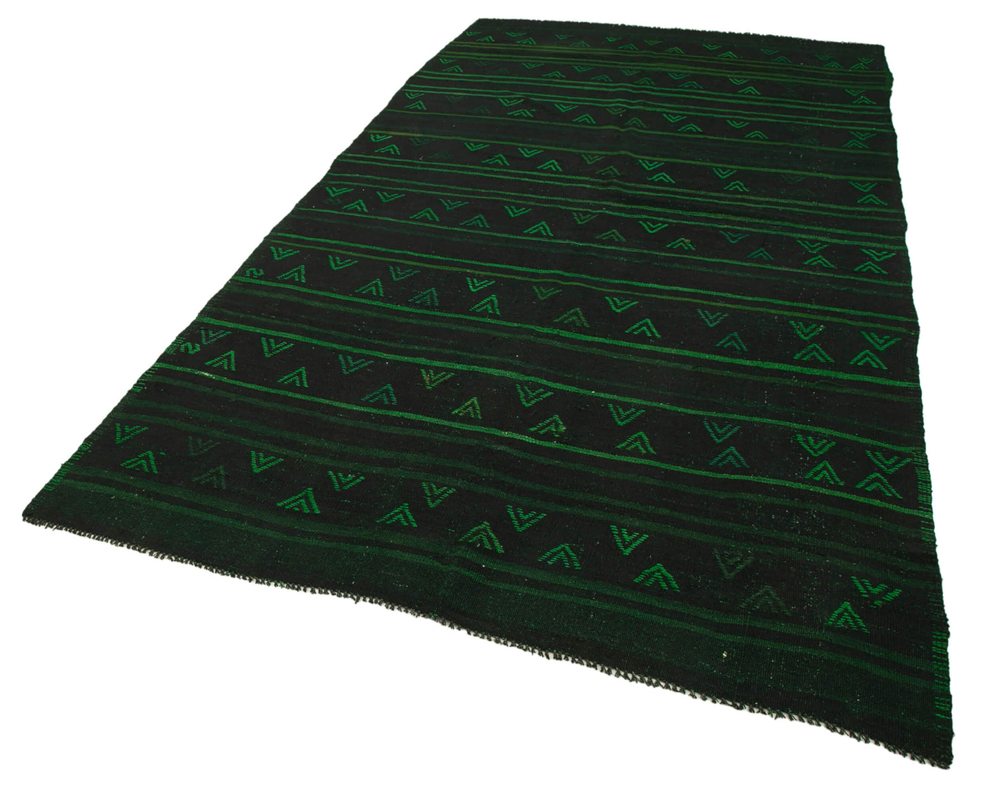 6x11 Green Vintage Turkish Kilim Rug - 35707