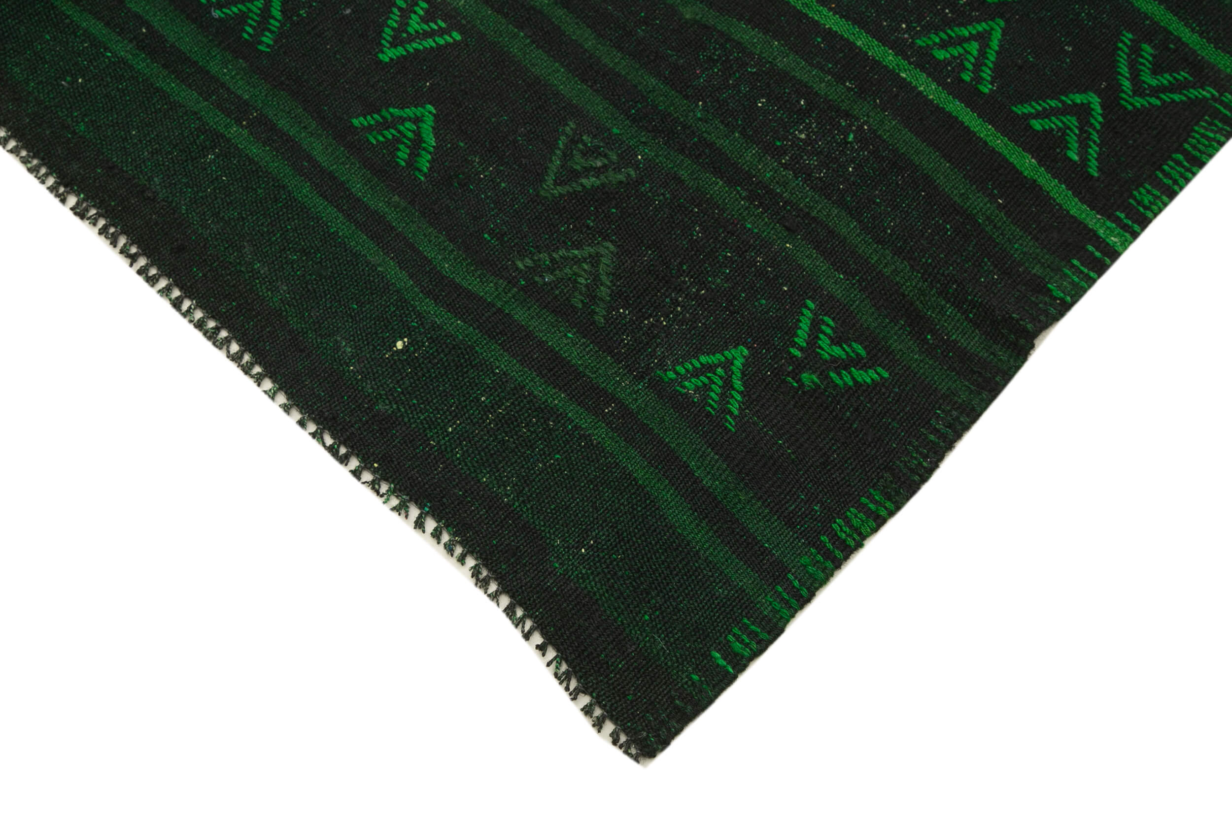 6x11 Green Vintage Turkish Kilim Rug - 35707