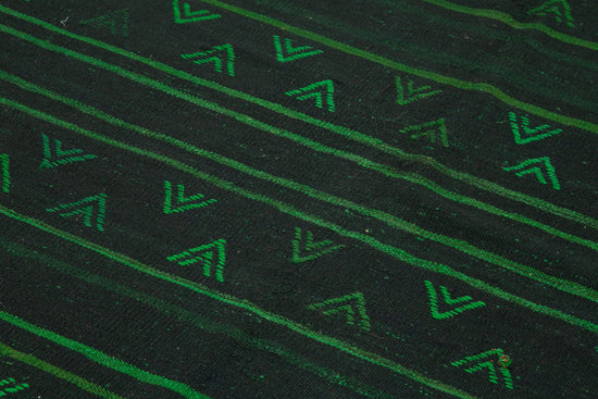 6x11 Green Vintage Turkish Kilim Rug - 35707