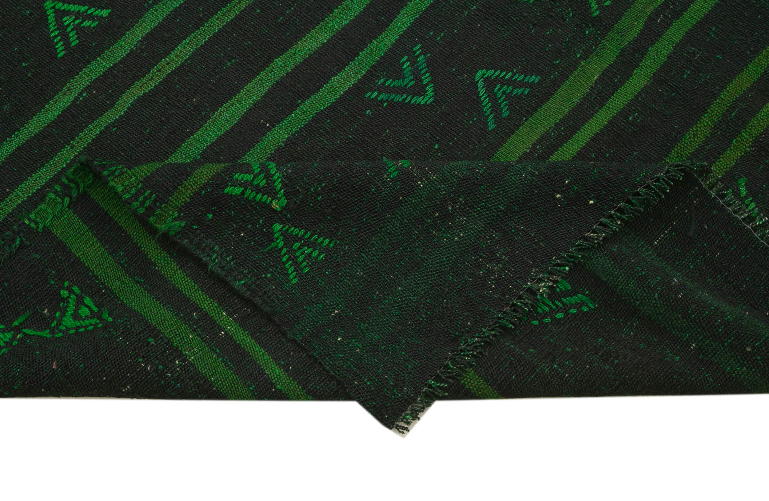 6x11 Green Vintage Turkish Kilim Rug - 35707