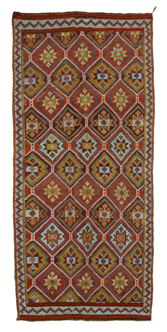 5x10 Multicolor Vintage Turkish Kilim Rug - 35709