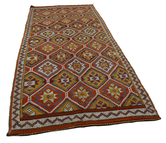 5x10 Multicolor Vintage Turkish Kilim Rug - 35709