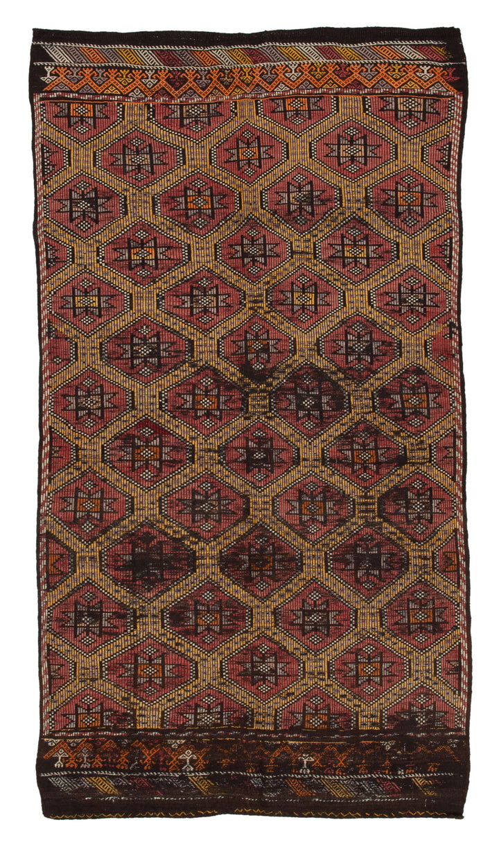 5x10 Multicolor Vintage Turkish Kilim Rug - 35712