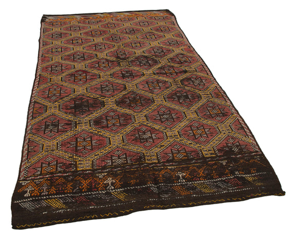 5x10 Multicolor Vintage Turkish Kilim Rug - 35712