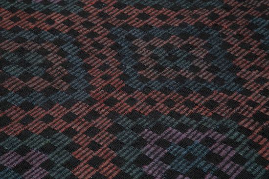 7x9 Black Vintage Turkish Kilim Rug - 35713